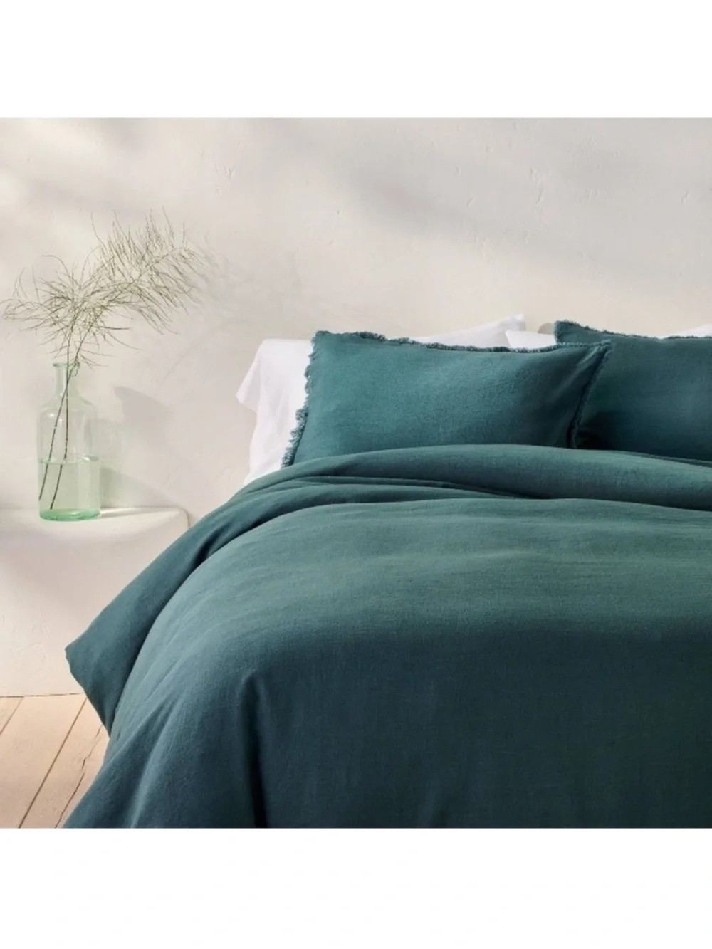 Casaluna King Dark Teal Blue Heavyweight Linen Blend Duvet Cover Set